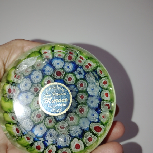 Murano Blue and Green Floral Glass Sphere - Picture 2 of 3